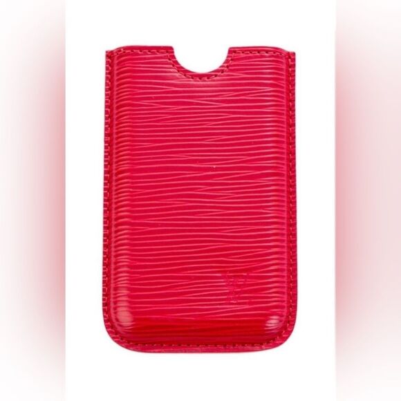 VTG Authentic *LOUIS VUITTON* Red Epi Leather Card Phone Case - Picture 1 of 12